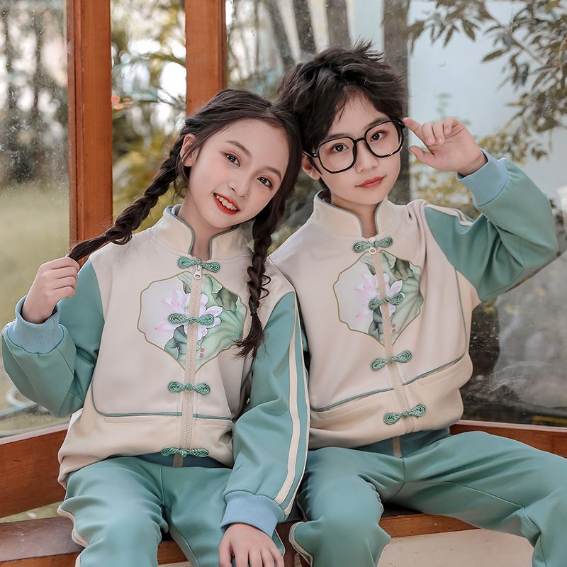 Casual sports suite closed zipper jogging suit 2 pieces of sweatwear suitable for children and elementary school students second