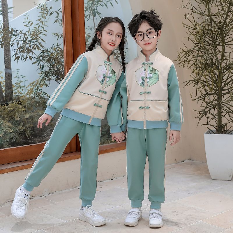 Casual sports suite closed zipper jogging suit 2 pieces of sweatwear suitable for children and elementary school students second