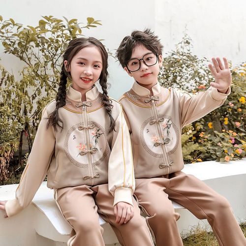 Casual sports suite closed zipper jogging uniform set 2 pieces of skirt shirt suitable for children and elementary school studen