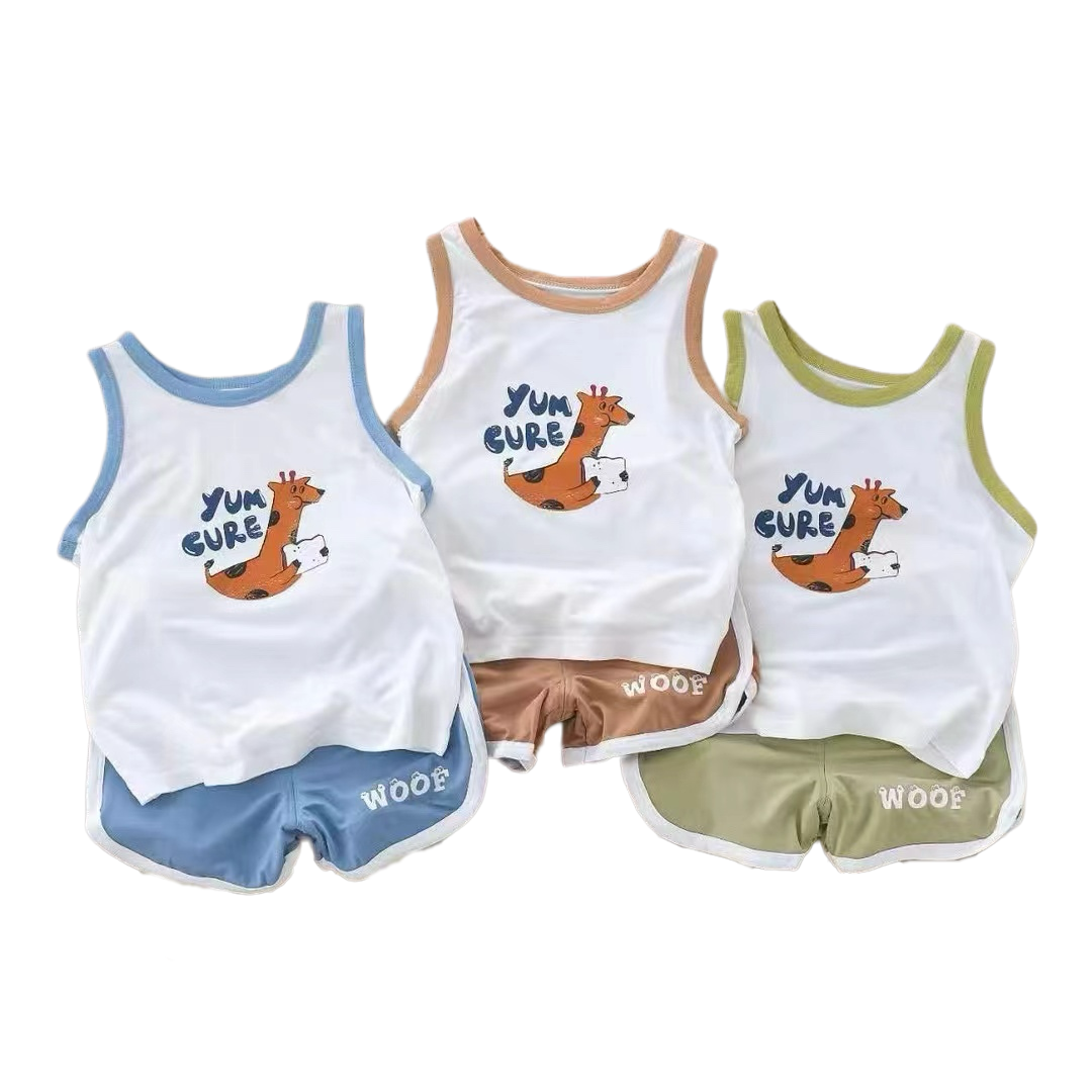 Factory Direct Sales Boys Girls Clothing Best Price High Quality Cotton Kids Short Sleeveless Clothes Baby Vest Sets