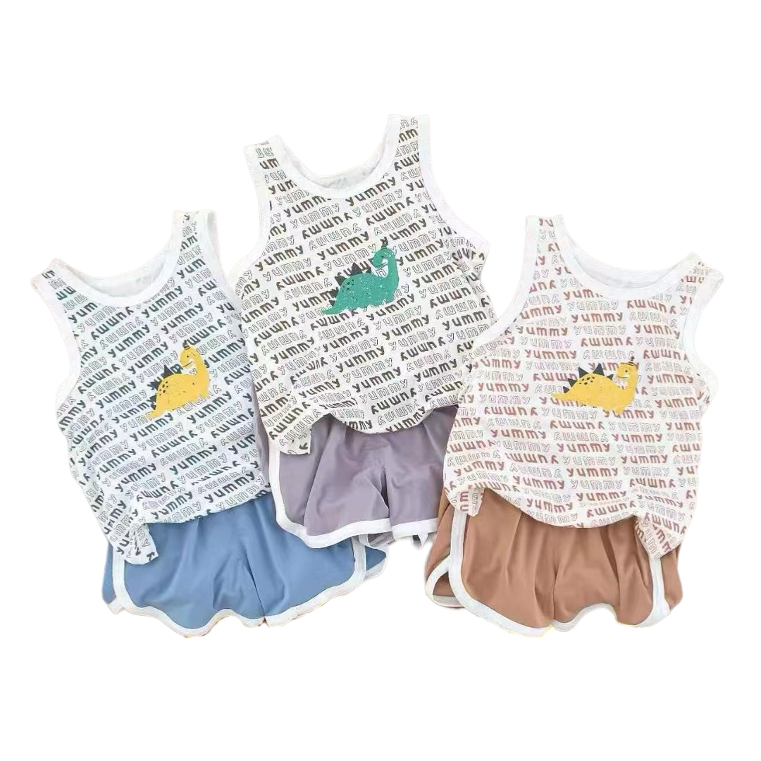 Factory Direct Sales Boys Girls Clothing Best Price High Quality Cotton Kids Short Sleeveless Clothes Baby Vest Sets