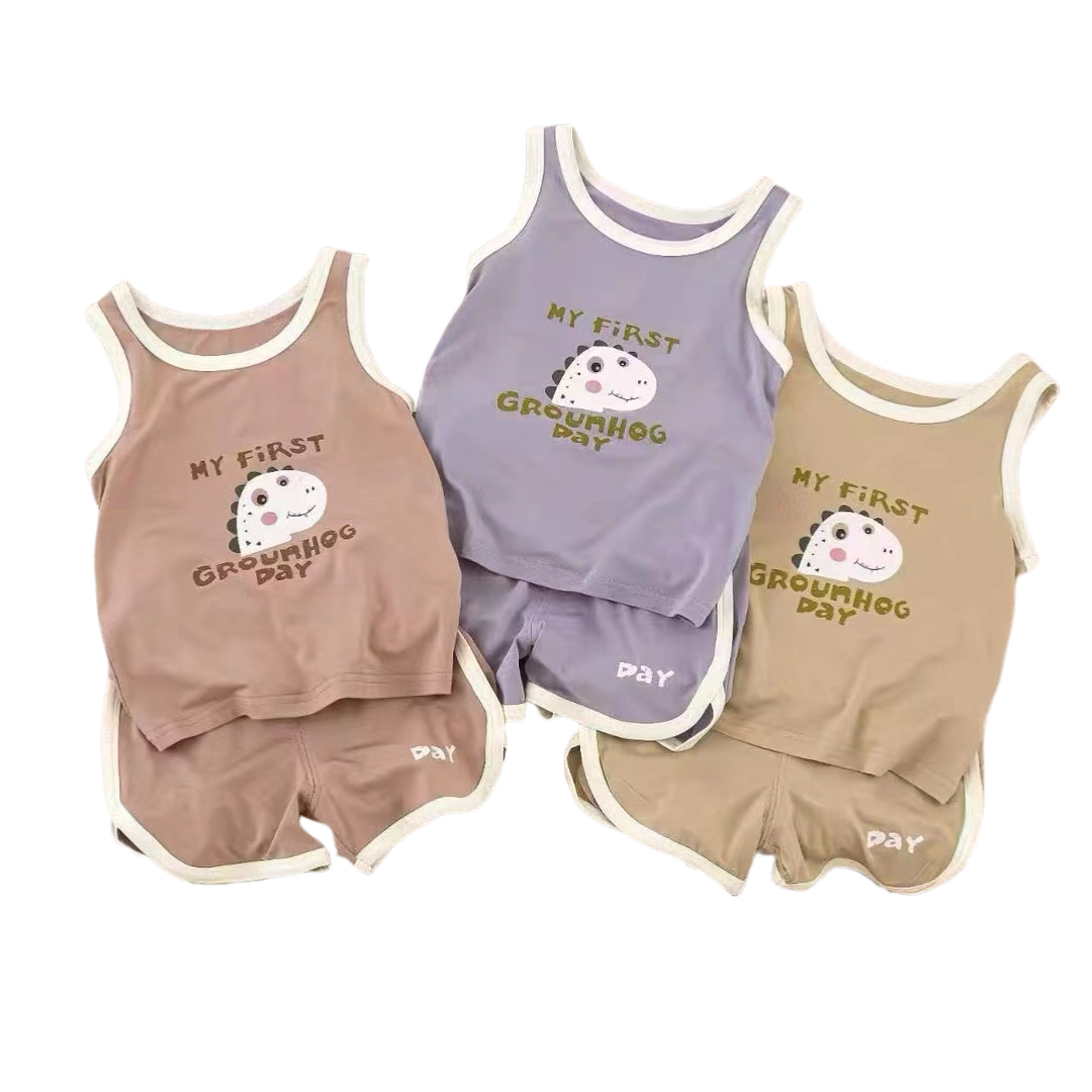 Factory Direct Sales Boys Girls Clothing Best Price High Quality Cotton Kids Short Sleeveless Clothes Baby Vest Sets