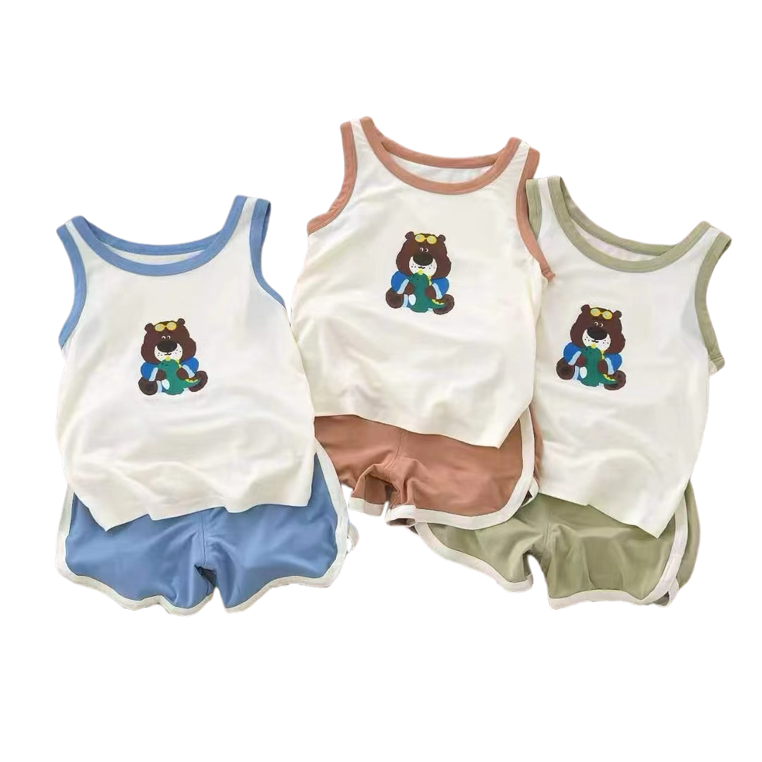 New summer baby cotton vest shorts set children sport set children vest top set