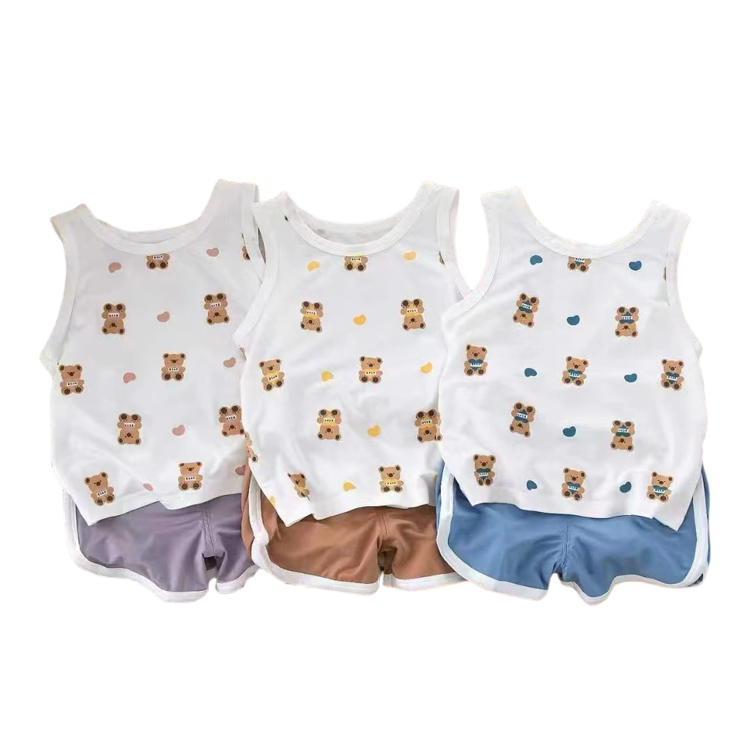 New summer baby cotton vest shorts set children sport set children vest top set