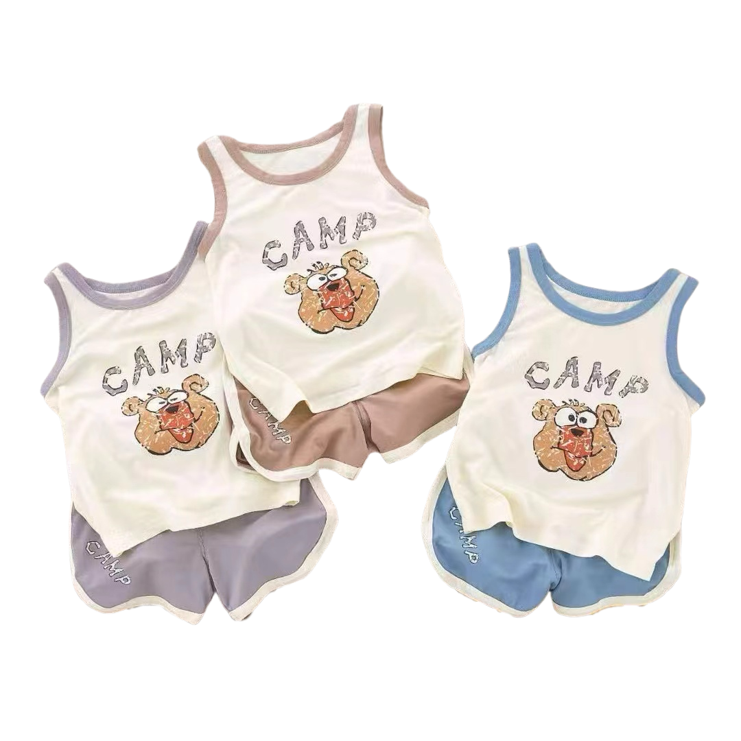 New summer baby cotton vest shorts set children sport set children vest top set