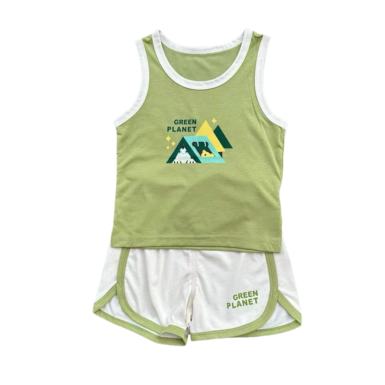 Children Summer Pure Cotton New Sleeveless Boys Summer Vest Pants Set Clothes Suit