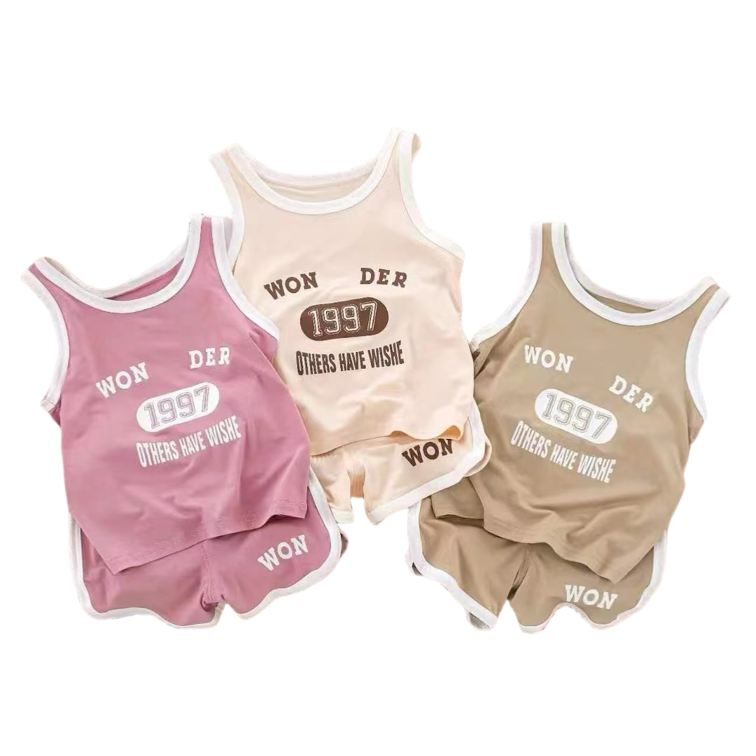 Fashion Summer 2Pcs children clothes Vest Suit sleeveless tank tops Shorts Kids Boys clothing sets