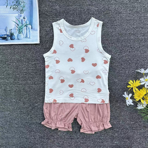 Children's Summer Sleeveless Vest Solid Color Kids Thin Casual Girls Tops Baby Boys Clothing Sets