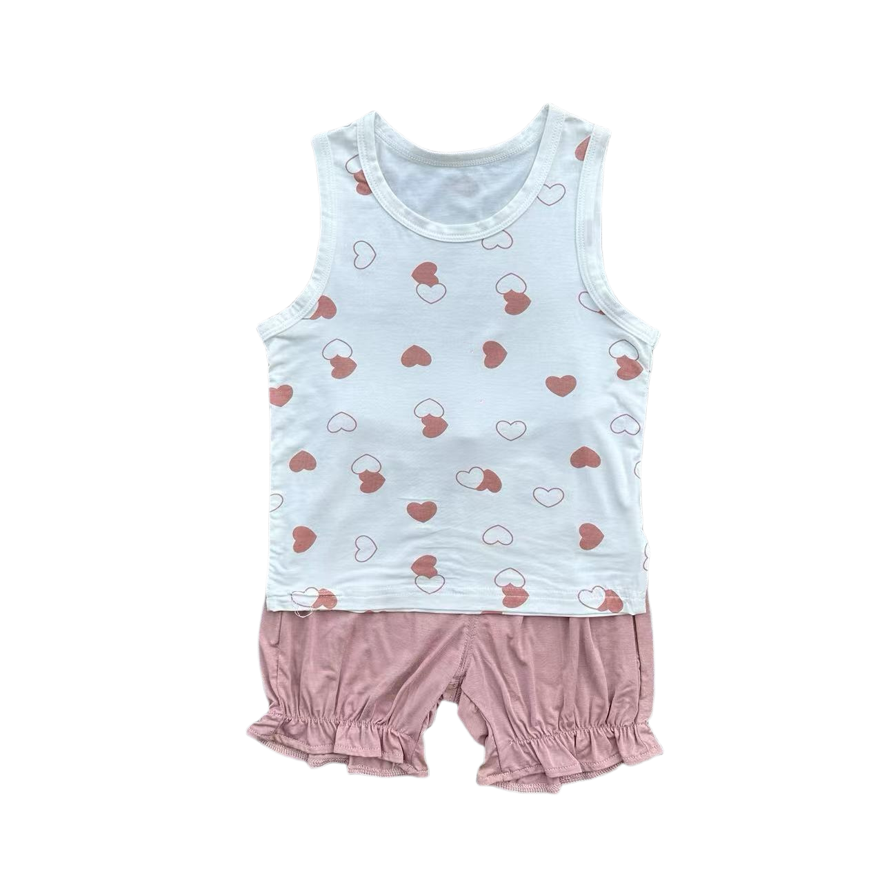 Children's Summer Sleeveless Vest Solid Color Kids Thin Casual Girls Tops Baby Boys Clothing Sets