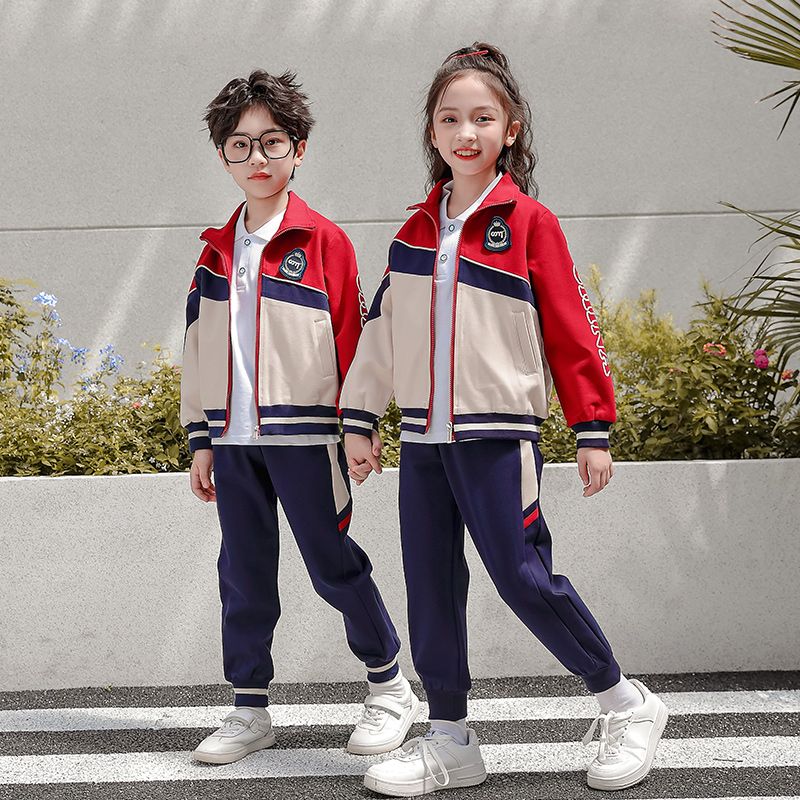 Leisure sports suite closed zipper jogging uniform set 2 skirt shirts suitable for children's primary school first grade