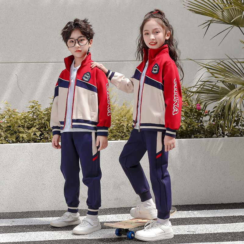 Leisure sports suite closed zipper jogging uniform set 2 skirt shirts suitable for children's primary school first grade