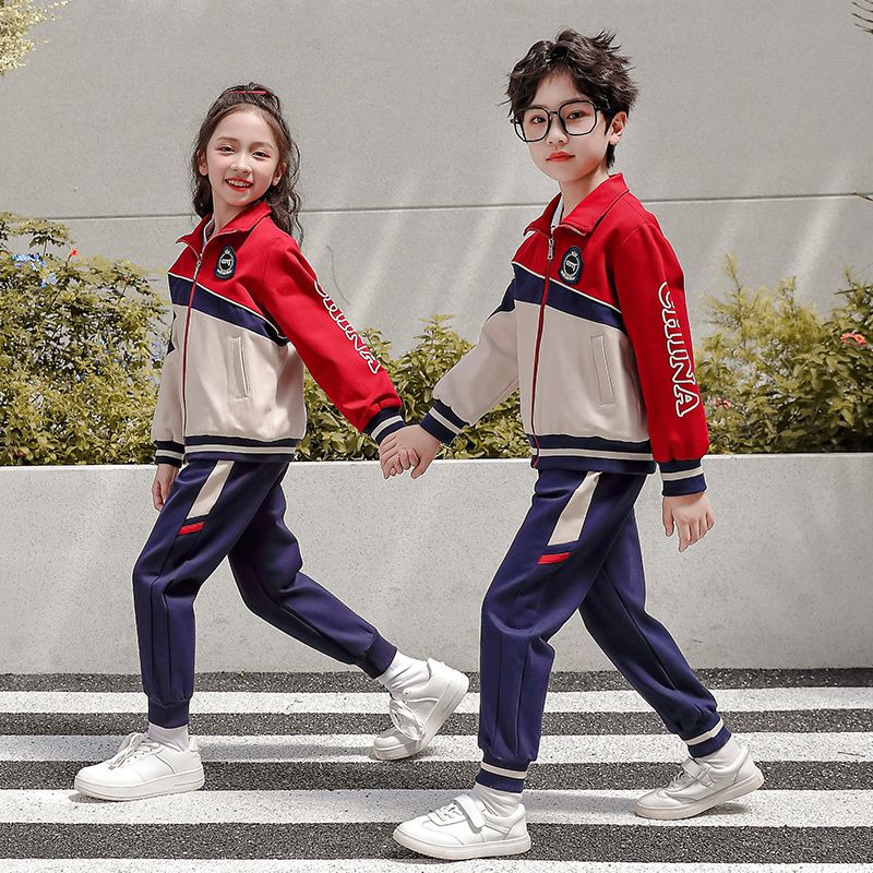 Leisure sports suite closed zipper jogging uniform set 2 skirt shirts suitable for children's primary school first grade