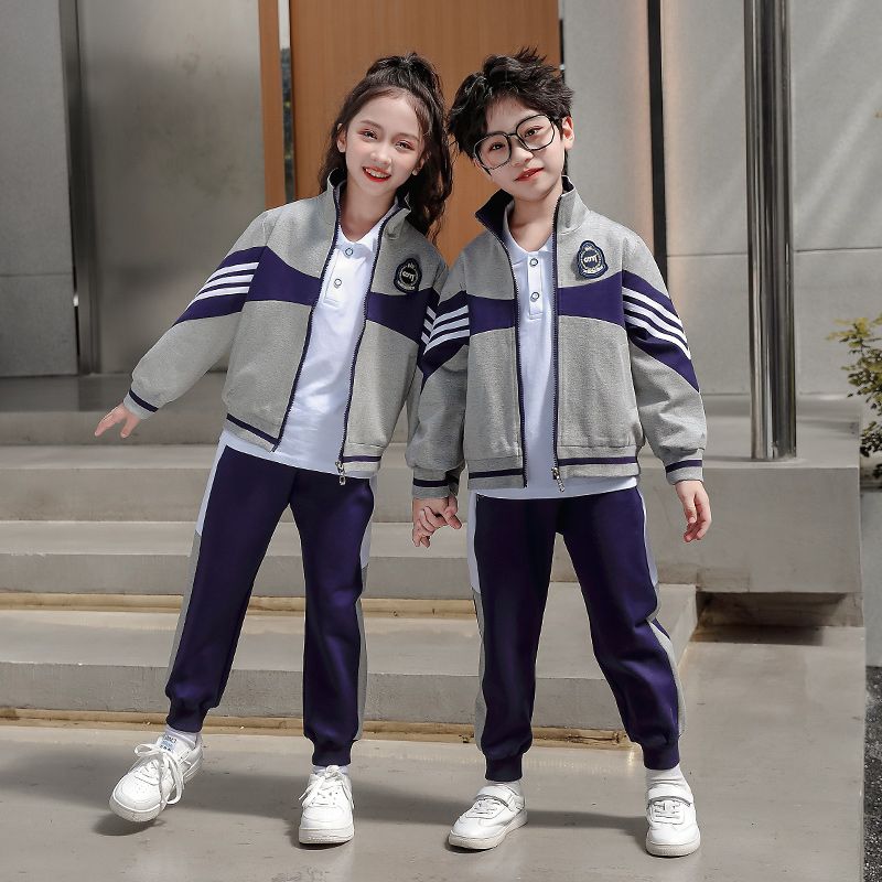 Leisure sports suite closed zipper jogging uniform set 2 skirt shirts suitable for children's elementary school second grade