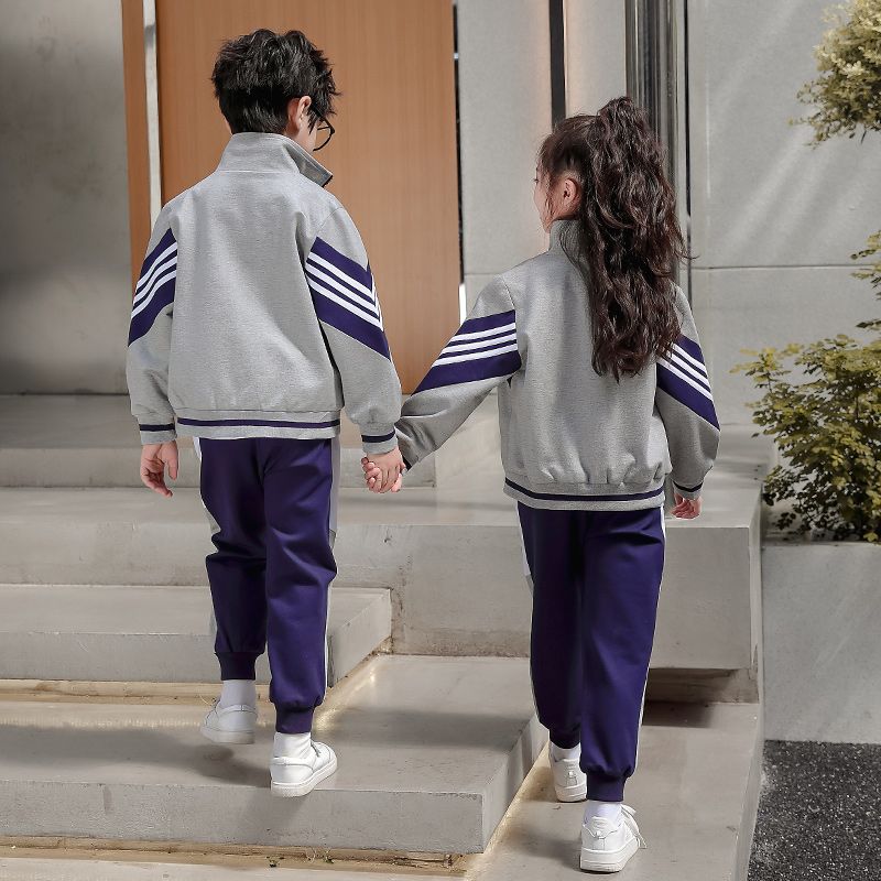 Leisure sports suite closed zipper jogging uniform set 2 skirt shirts suitable for children's elementary school second grade