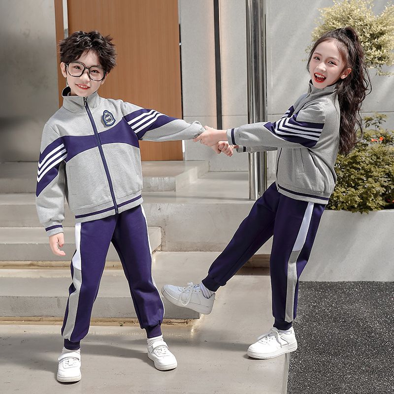 Leisure sports suite closed zipper jogging uniform set 2 skirt shirts suitable for children's elementary school second grade