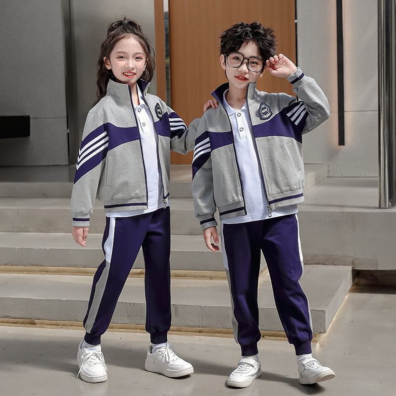 Leisure sports suite closed zipper jogging uniform set 2 skirt shirts suitable for children's elementary school second grade