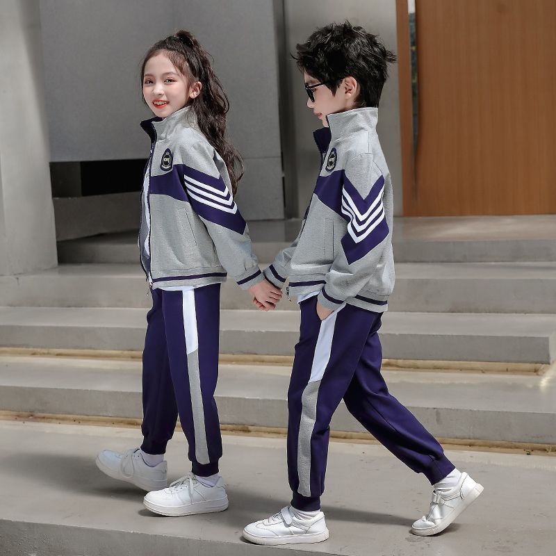 Leisure sports suite closed zipper jogging uniform set 2 skirt shirts suitable for children's elementary school second grade