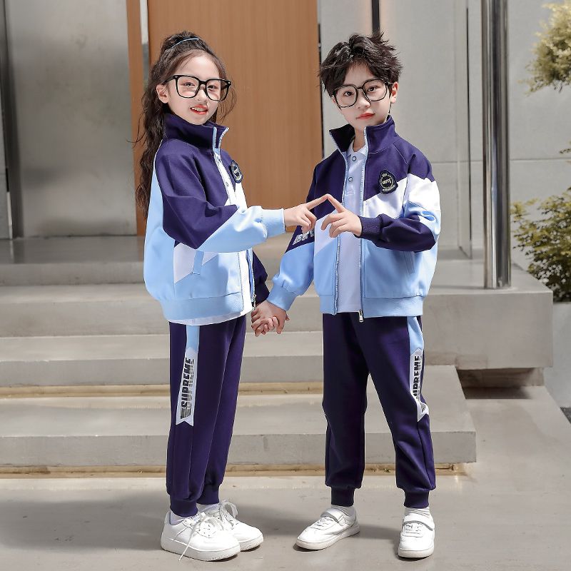 Leisure sports suite closed zipper jogging uniform set 2 skirt shirts suitable for children's primary school third grade