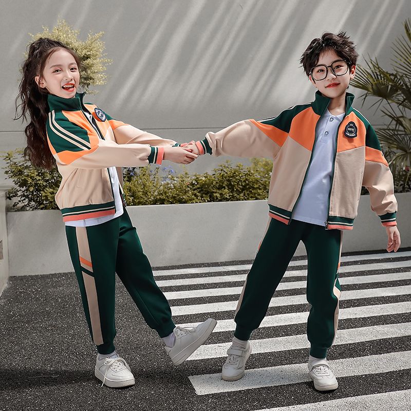 Leisure sports suite closed zipper jogging uniform set 2 skirt shirts suitable for children's elementary school fourth grade