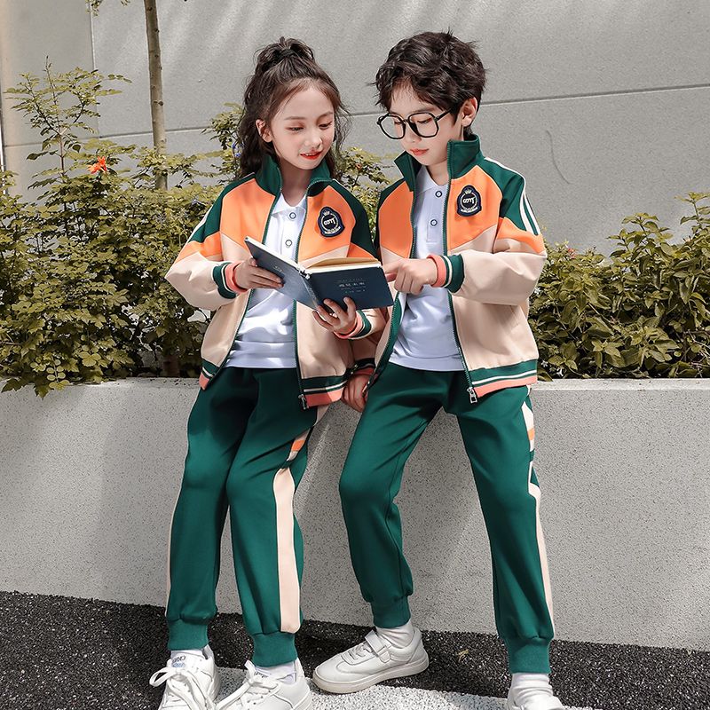 Leisure sports suite closed zipper jogging uniform set 2 skirt shirts suitable for children's elementary school fourth grade