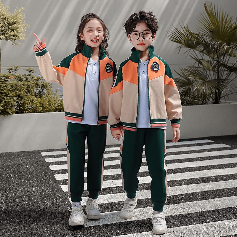 Leisure sports suite closed zipper jogging uniform set 2 skirt shirts suitable for children's elementary school fourth grade