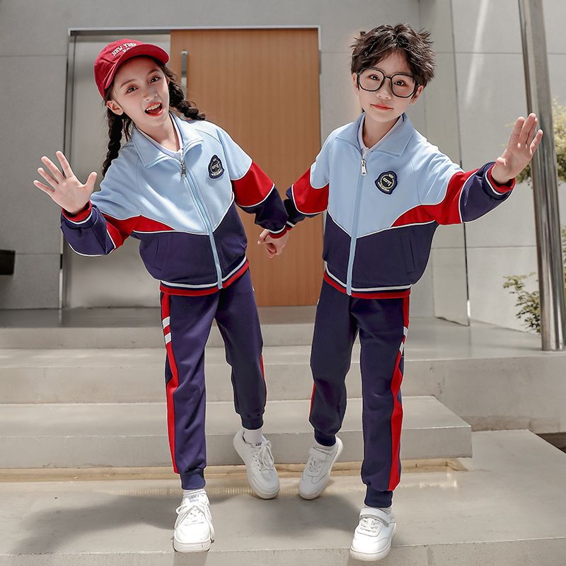 Leisure sports suite closed zipper jogging uniform set 2 skirt shirts suitable for children's elementary school fifth grade