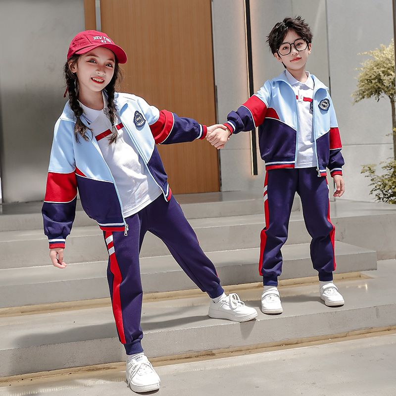 Leisure sports suite closed zipper jogging uniform set 2 skirt shirts suitable for children's elementary school fifth grade