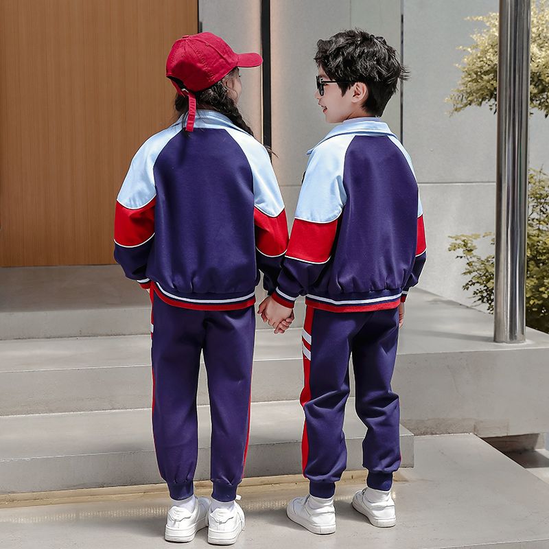 Leisure sports suite closed zipper jogging uniform set 2 skirt shirts suitable for children's elementary school fifth grade