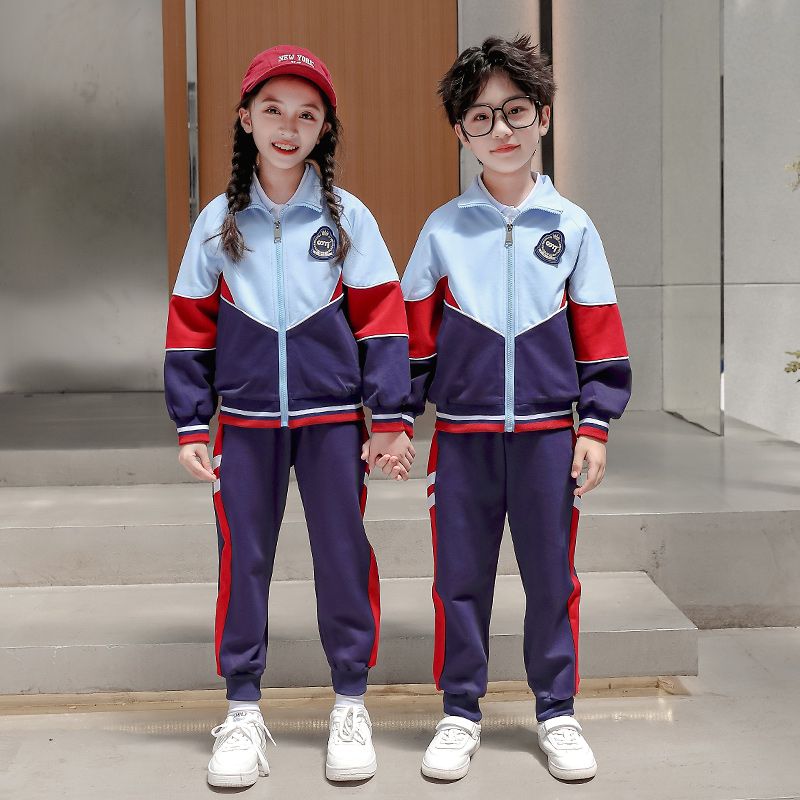 Leisure sports suite closed zipper jogging uniform set 2 skirt shirts suitable for children's elementary school fifth grade