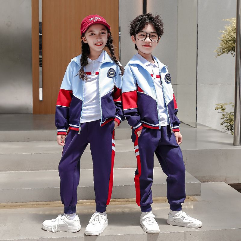 Leisure sports suite closed zipper jogging uniform set 2 skirt shirts suitable for children's elementary school fifth grade