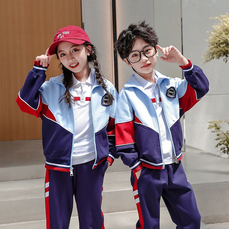 Leisure sports suite closed zipper jogging uniform set 2 skirt shirts suitable for children's elementary school fifth grade