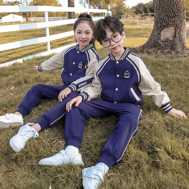 Leisure sports suite closed zipper jogging uniform set 2 skirt shirts suitable for children's primary school sixth grade