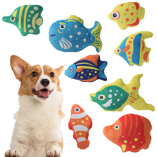 Flying Bear Custom Wholesale New Cute Squeaker Crinkle Paper Ocean Fish Series Interactive Pet Toys