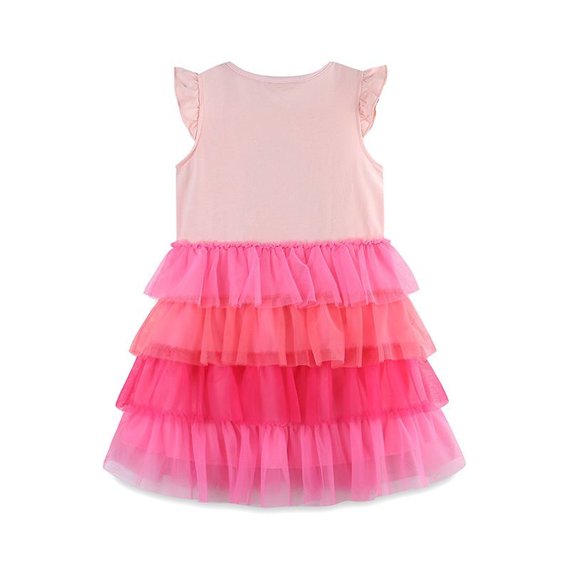 Kids Girl's Pink Flamingo Tiered Tutu Dress Adorable Sleeveless Dress for Toddlers and Little Girls