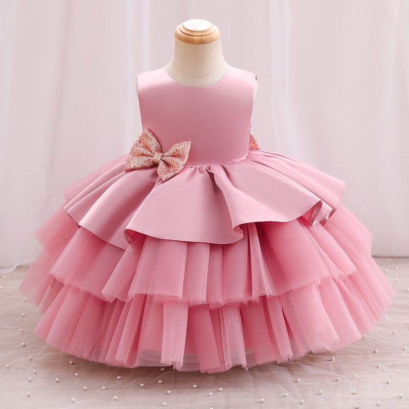 Kids Dresses for Girls Satin Birthday Party Tulle Pageant Dress Elegant Princess Casual Formal Children Clothing Wholesale