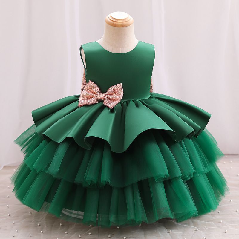 Kids Dresses for Girls Satin Birthday Party Tulle Pageant Dress Elegant Princess Casual Formal Children Clothing Wholesale