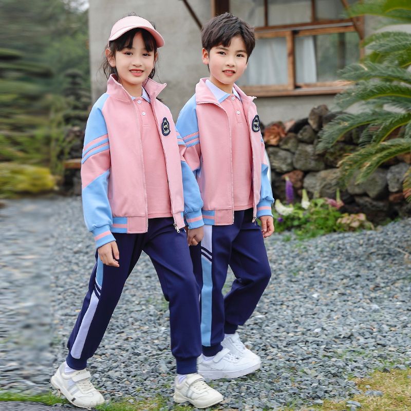 Leisure sports suite closed zipper jogging uniform set 2 skirt shirts suitable for children and elementary school students