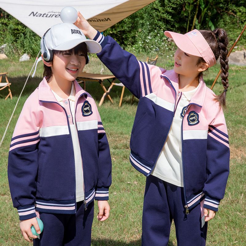 Leisure sports suite closed zipper jogging uniform set 2 skirt shirts suitable for children and elementary school students secon