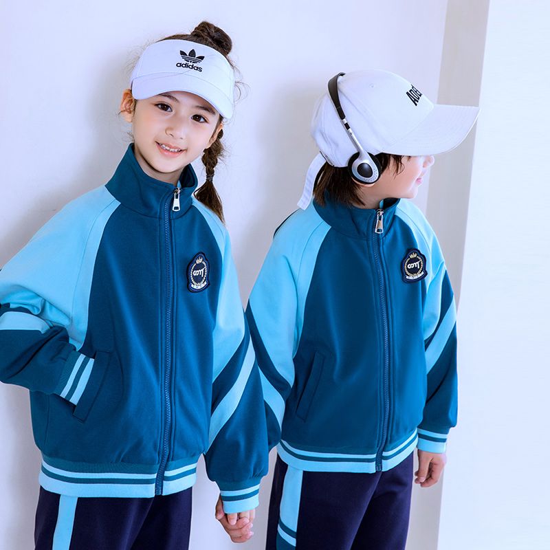 Leisure sports suite closed zipper jogging uniform set 2 skirt shirts suitable for children and elementary school students third