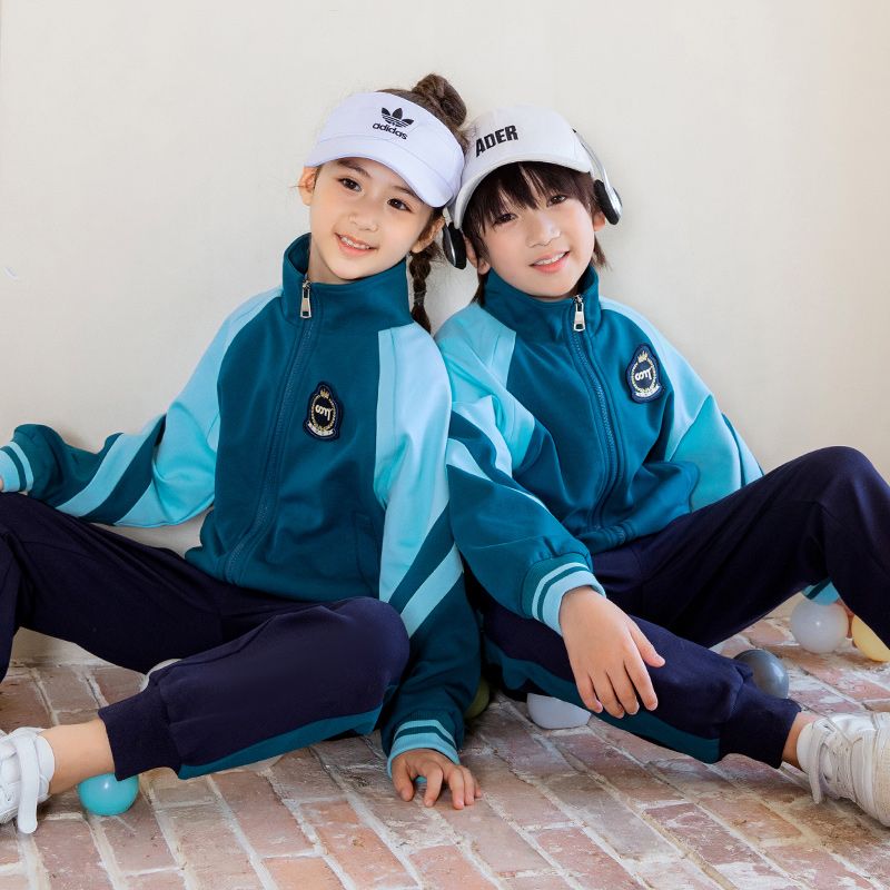 Leisure sports suite closed zipper jogging uniform set 2 skirt shirts suitable for children and elementary school students third