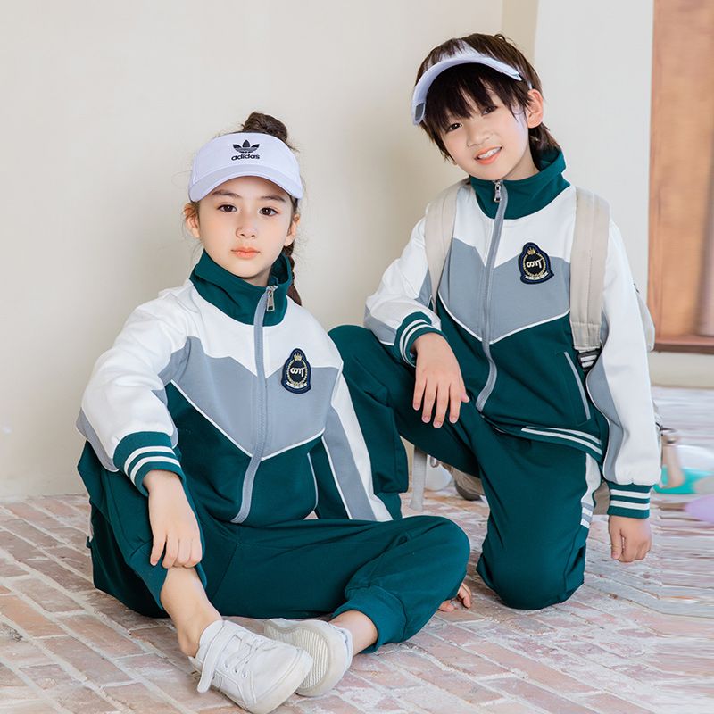 Leisure sports suite closed zipper jogging uniform set 2 skirt shirts suitable for children and elementary school students fourt