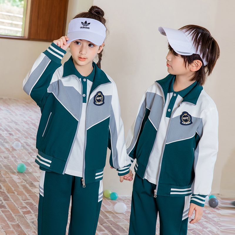 Leisure sports suite closed zipper jogging uniform set 2 skirt shirts suitable for children and elementary school students fourt