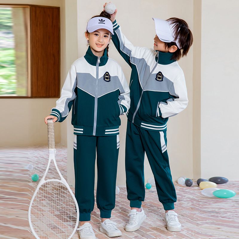 Leisure sports suite closed zipper jogging uniform set 2 skirt shirts suitable for children and elementary school students fourt