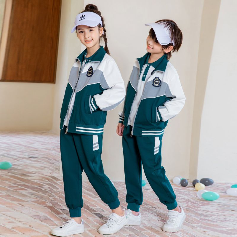 Leisure sports suite closed zipper jogging uniform set 2 skirt shirts suitable for children and elementary school students fourt