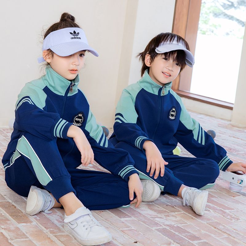 Leisure sports suite closed zipper jogging uniform set 2 skirt shirts suitable for children and elementary school students fifth