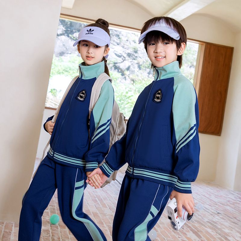 Leisure sports suite closed zipper jogging uniform set 2 skirt shirts suitable for children and elementary school students fifth