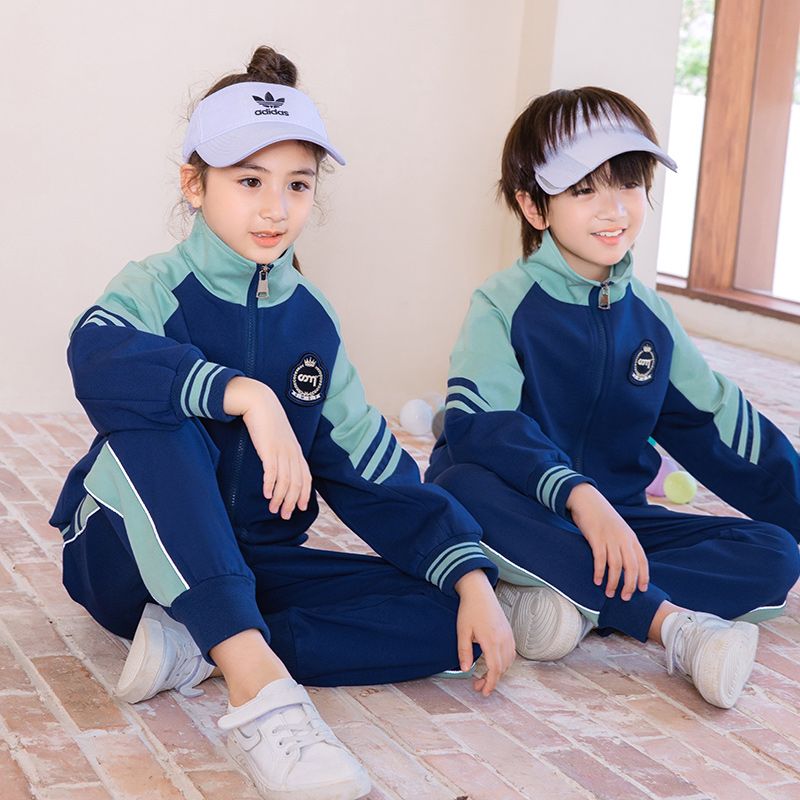 Leisure sports suite closed zipper jogging uniform set 2 skirt shirts suitable for children and elementary school students fifth