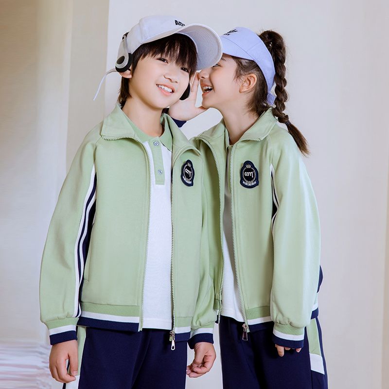 Leisure sports suite closed zipper jogging uniform set 2 skirt shirts suitable for children and elementary school students sixth