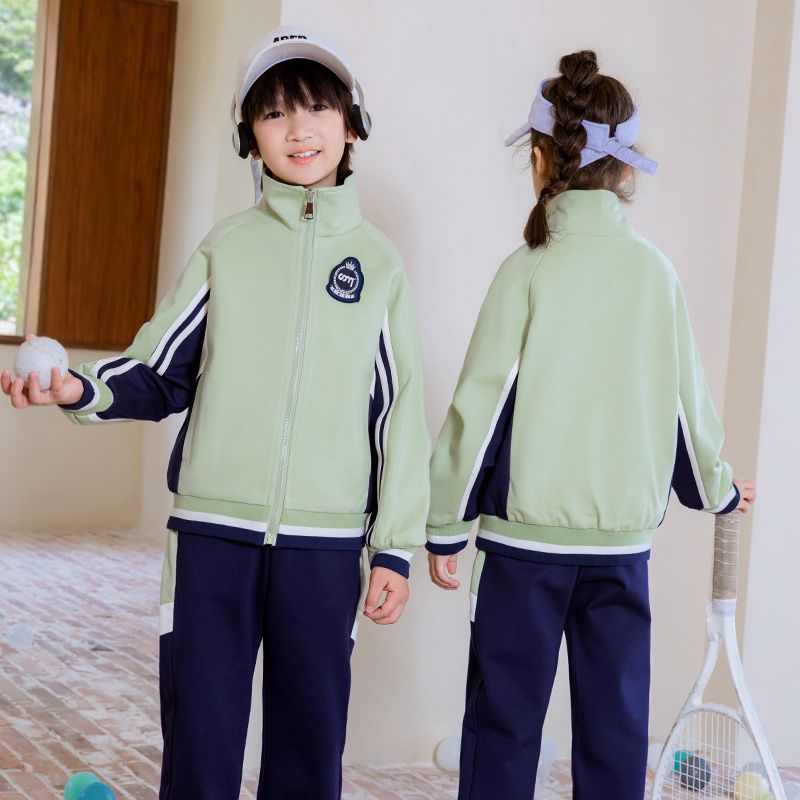 Leisure sports suite closed zipper jogging uniform set 2 skirt shirts suitable for children and elementary school students sixth