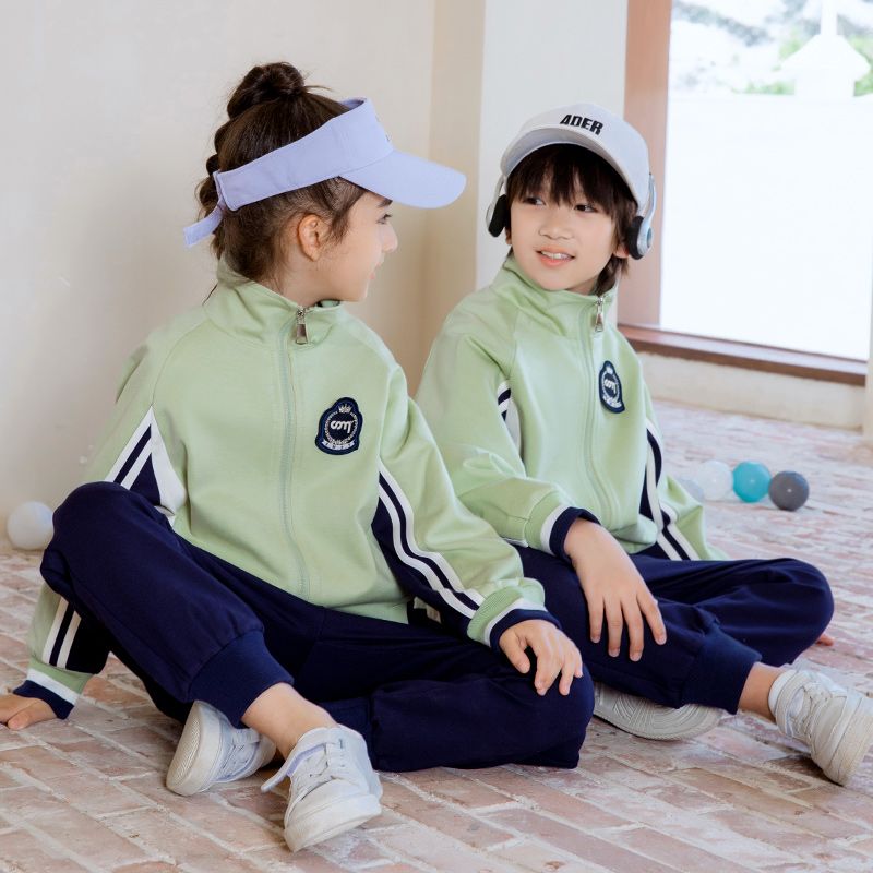 Leisure sports suite closed zipper jogging uniform set 2 skirt shirts suitable for children and elementary school students sixth